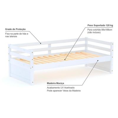 Cama Solteiro Eco Madeira Maciça Branco
