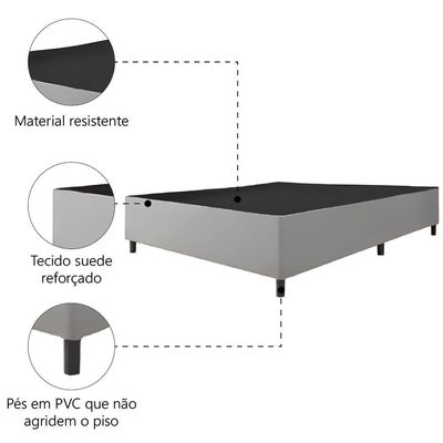 Cama Box Base Casal King 1,93m Suede Marsala Cinza