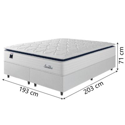 Cama Box Casal King Colchão Molas Ensacadas Com Pillow Sevilha 193x203x71cm Branco/cinza Hellen