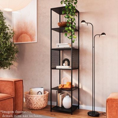 Estante 180 Cm Estilo Industrial  Tela P1023 Preto Pp Preto