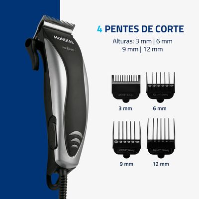 Cortador de Cabelos Hair Stylo Mondial Preto e Prata 10W CR-02 110