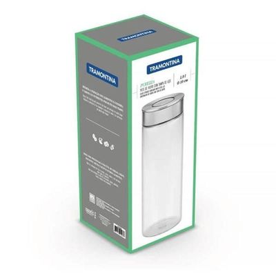 Pote De Vidro Tramontina Purezza Com Tampa De Aço Inox 10cm 1,8 Litros
