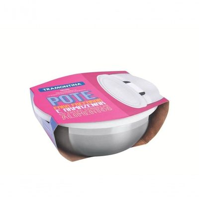 Pote Tramontina Freezinox Redondo Em Inox Com Tampa Plástica 2,2 Litros