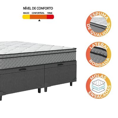Cama Box Baú Casal Queen Colchão 158x198x65cm