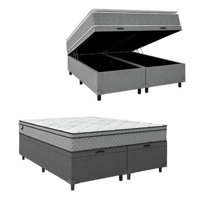Cama Box Baú Casal Queen Colchão 158x198x65cm