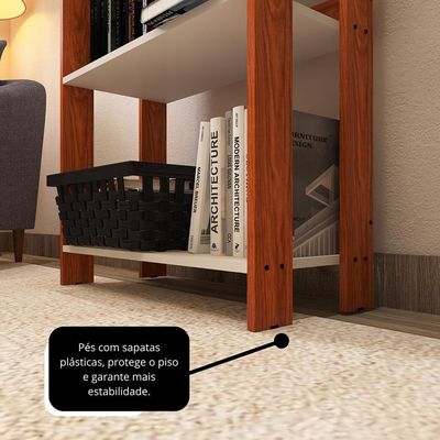 Estante Livreiro Multiuso Organizador De Livros Com 5 Prateleiras Nature-branco Nature-branco