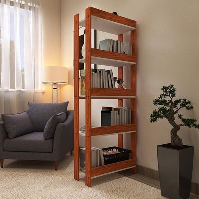 Estante Livreiro Multiuso Organizador De Livros Com 5 Prateleiras Nature-branco Nature-branco