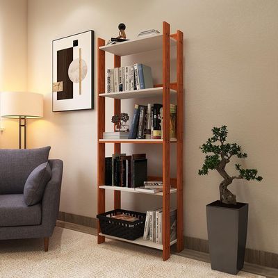 Estante Livreiro Multiuso Organizador De Livros Com 5 Prateleiras Nature-branco Nature-branco