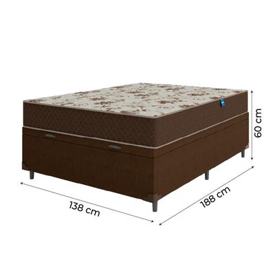 Cama Box Baú Casal Colchão Espuma D33 Marrom Umaflex