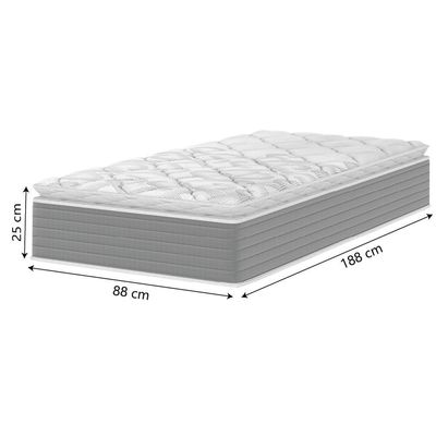Cama Box Solteiro Molas Ensacadas Pillow Top 88x188x63cm Martino Cinza Umaflex Cinza