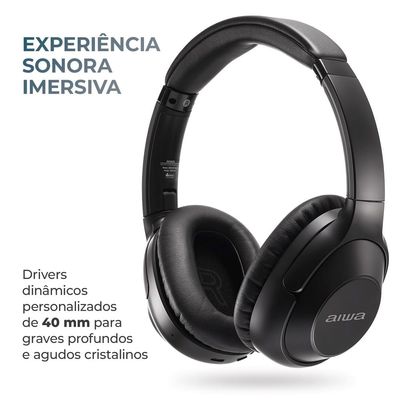 Fone de ouvido Headphone Aiwa HP-05 HI-FI ANC NFC BT APP BIV