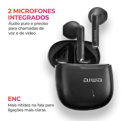 Fone de Ouvido Earbud Aiwa EB-05-B Bluetooth ENC APP BIV