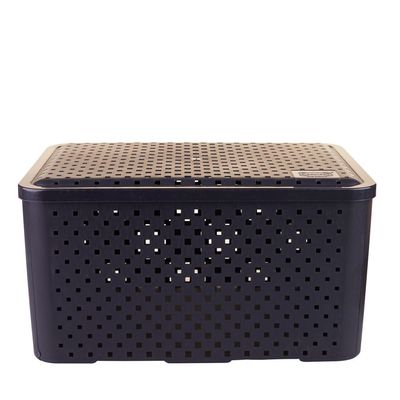 Caixa Organizadora 16L com Tampa Dasplast Mosaico 1142 Preta Preta