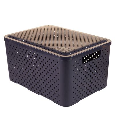 Caixa Organizadora 16L com Tampa Dasplast Mosaico 1142 Preta Preta