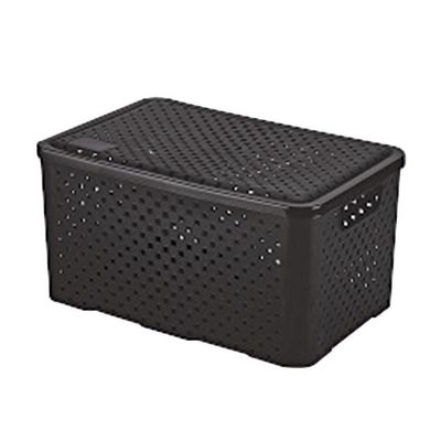 Caixa Organizadora 16L com Tampa Dasplast Mosaico 1142 Preta Preta