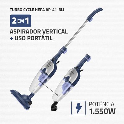 Aspirador de Pó Turbo Cycle Hepa Mondial 1550W  - AP-41-BLI 127V