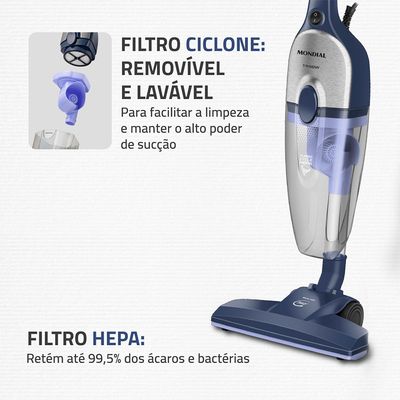 Aspirador de Pó Turbo Cycle Hepa Mondial 1550W  - AP-41-BLI 127V