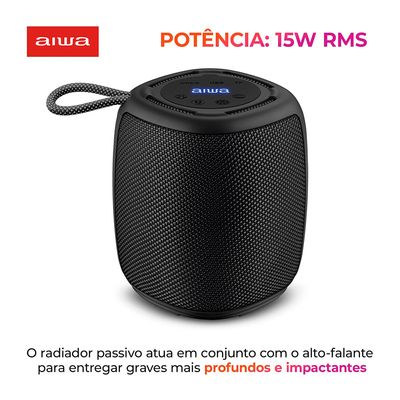 Caixa de Som Speaker AIWA SP-03-B 15W Bluetooth IPX4 RGB BIV
