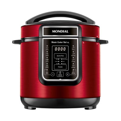 Panela de Pressão Elétrica Digital 6L, Mondial, Vermelho e Inox - PE-60-6L-RI 220V
