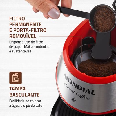 Cafeteira Elétrica Mondial Vermelho e Inox 500W C-42-2X-RI 220