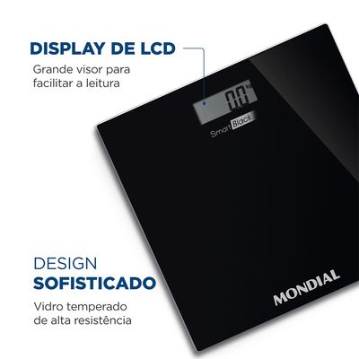 Balança Digital Smart Mondial Preto 3V Bateria BL-05 Bivolt