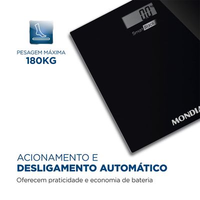 Balança Digital Smart Mondial Preto 3V Bateria BL-05 Bivolt