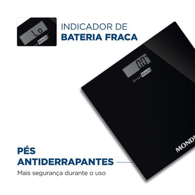 Balança Digital Smart Mondial Preto 3V Bateria BL-05 Bivolt