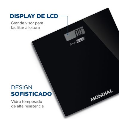 Balança Digital Smart Mondial Preto 3V Bateria BL-05 Bivolt