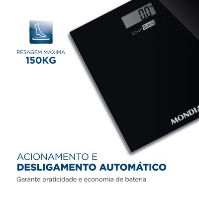 Balança Digital Smart Mondial Preto 3V Bateria BL-05 Bivolt