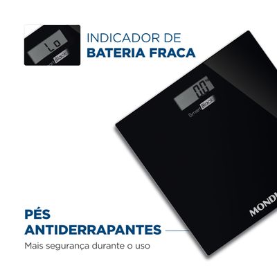 Balança Digital Smart Mondial Preto 3V Bateria BL-05 Bivolt