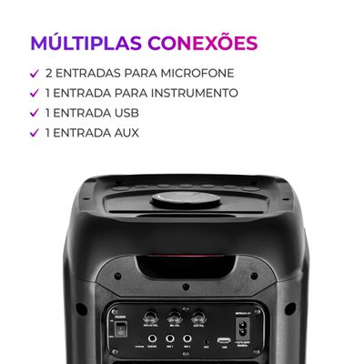 Caixa de Som PartyBox AIWA PB-01 Bluetooth 15H RGB USB TWS Preto Bivolt