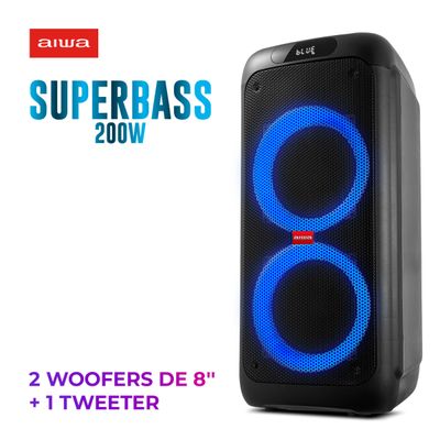 Caixa de Som PartyBox AIWA PB-01 Bluetooth 15H RGB USB TWS Preto Bivolt