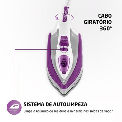 Ferro a Vapor Mondial Branco e Roxo 1200W FVN-01-P 110