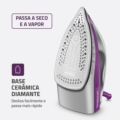 Ferro a Vapor Mondial Branco e Roxo 1200W FVN-01-P 220
