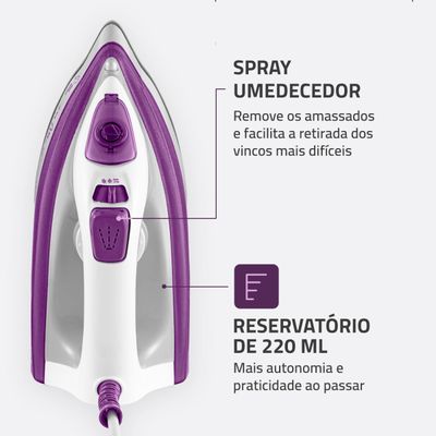 Ferro a Vapor Mondial Branco e Roxo 1200W FVN-01-P 220