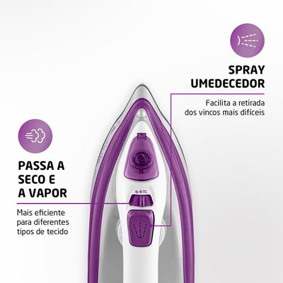 Ferro a Vapor Mondial Branco e Roxo 1200W FVN-01-P 220