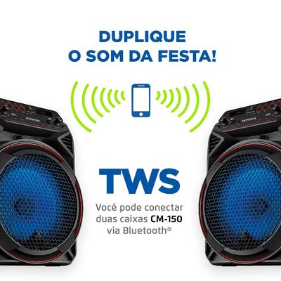 Caixa de Som Acústica Bluetooth 150W Mondial CM150 Preta