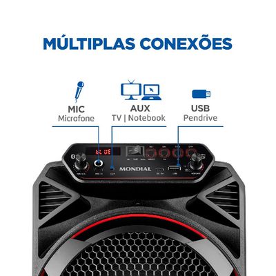 Caixa de Som Acústica Bluetooth 150W Mondial CM150 Preta