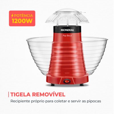 Pipoqueira Pop Bowl Mondial Vermelho 700W PP-05 110
