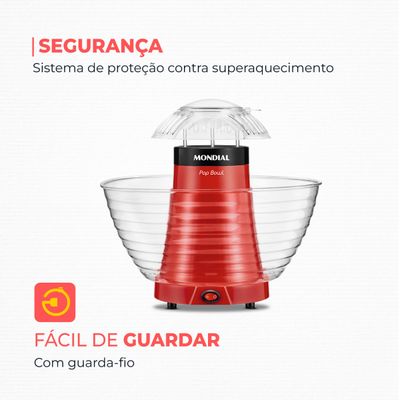 Pipoqueira Pop Bowl Mondial Vermelho 700W PP-05 110