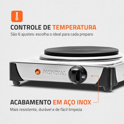Fogão Elétrico Fast Cook Mondial Inox 1000W FE-04 110