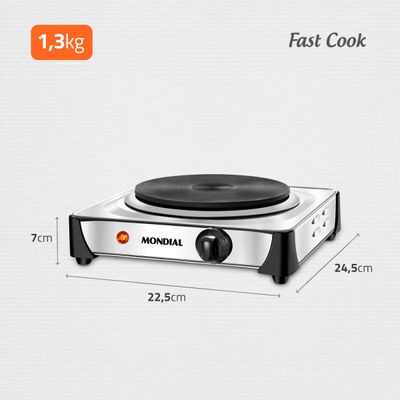 Fogão Elétrico Fast Cook Mondial Inox 1000W FE-04 110