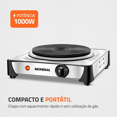 Fogão Elétrico Fast Cook Mondial Inox 1000W FE-04 110