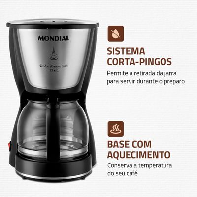 Cafeteira Elétrica Dolce Arome Mondial Preto 800W C-32 32X 110