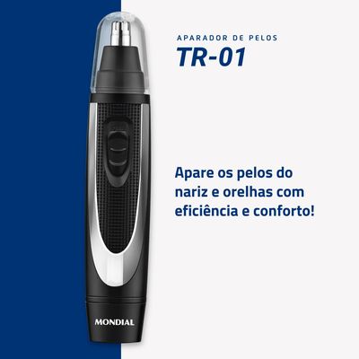 Aparador de Pelos Classic Mondial Preto e Prata 08W Bateria TR-01 Bivolt