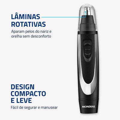 Aparador de Pelos Classic Mondial Preto e Prata 08W Bateria TR-01 Bivolt