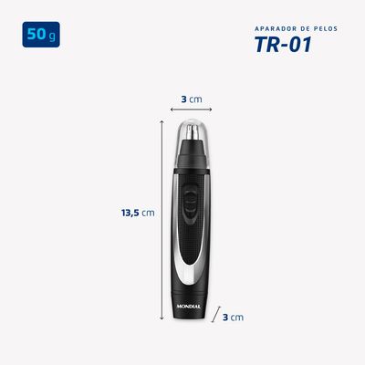 Aparador de Pelos Classic Mondial Preto e Prata 08W Bateria TR-01 Bivolt