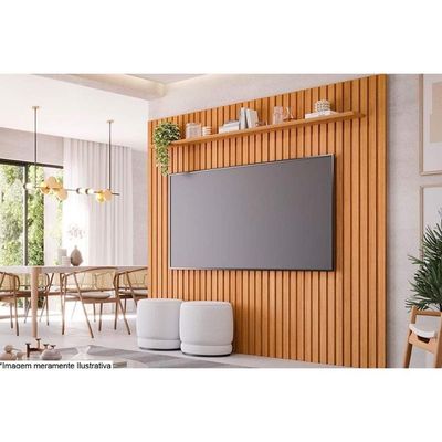 Estante P- Sala Até 70 Pol Moema-maragogi Ripado C- 4 Portas E Pés 180x197cm Off White-nature - Permóbili