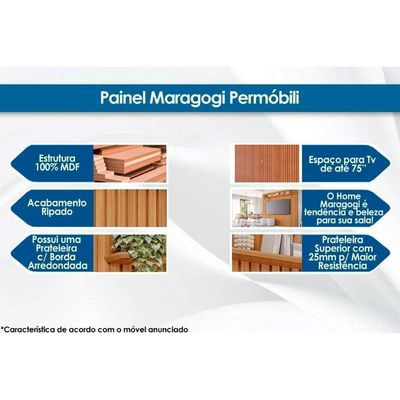 Estante P- Sala Até 70 Pol Moema-maragogi Ripado C- 4 Portas E Pés 180x197cm Off White-nature - Permóbili