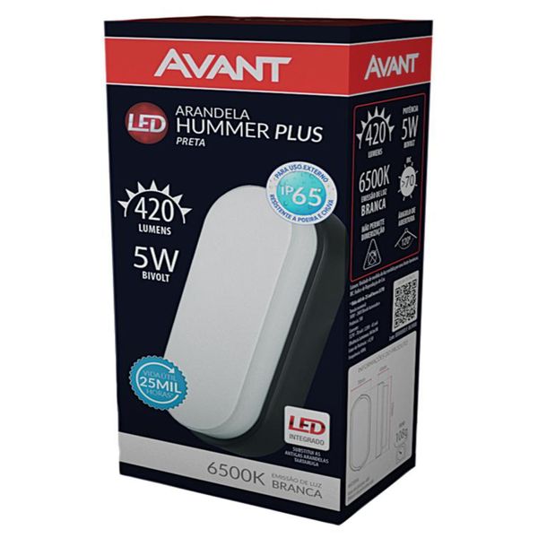 Luminária Arandela Led Hummer Avant 5W Bivolt Preta Bivolt